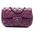 Bolsa transversal extra mini Chanel retangular em pele de cordeiro com contas roxa de aba única Roxo