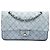 Borsa a tracolla Chanel Medium Classic in pelle di vitello screpolata Wild Stitch Double Flap blu