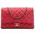 Clutch Chanel CC trapuntata in caviar rosso con borsa a tracolla con catena