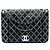 Borsa a tracolla Chanel Quilted Metallic Distressed Lambskin CC Crystal Flap Nera Nero