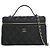 Mini Vanity Case Chanel Black CC Quilted Caviar Slim con borsa a tracolla con catena Nero