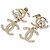 Orecchini Double CC Drop con strass e perle sintetiche placcati oro Chanel D'oro
