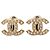 Orecchini a clip Chanel CC placcati oro e perle finte dorate D'oro