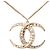 Collana con pendente luna strass placcato oro Gold Chanel CC D'oro