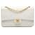 Borsa a tracolla Chanel Medium Classic Lambskin Double Flap bianca Bianco