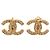 Orecchini a clip Chanel CC placcati oro e strass dorati D'oro