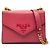 Borsa a tracolla envelope monocromatica in pelle Saffiano rosa Prada