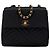 Borsa a tracolla Chanel Mini Square Diagonal Quilted Satin Single Flap nera Nero