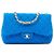 Borsa a tracolla Chanel Jumbo Classic Perforated Jersey Single Flap Blu