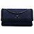 Borsa a tracolla Chanel CC in tweed matelassé blu con patta a fisarmonica