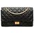Borsa a tracolla Chanel Reissue 2.55 Double Flap in pelle di vitello invecchiata trapuntata nera Nero