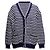 Chanel gestreifter Baumwollcardigan in Navy & Weiß Größe FR 48 Blau