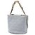 Borsa bucket con manico a catena e sciarpa Chanel CC trapuntato Caviar grigio - vista 2