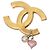 Spilla Chanel CC placcata oro con smalto e perle sintetiche D'oro
