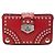 Clutch Elektra com fecho de torção e tachas em couro de bezerro City vermelho Prada