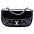 Borsa a tracolla Chanel Mini CC Quilted Patent Single Flap Nera Nero