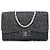 Borsa a tracolla Chanel Jumbo Classic Single Flap in tweed e pelle di vitello nera Nero