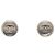 Orecchini a lobo rotondi in resina e ottone Silver Chanel CC Argento