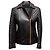 Schwarze gesteppte Leder-Moto-Jacke Shanghai Tang Größe US 4 - Ansicht 2