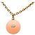 Collana con pendente Chanel CC in resina e perle finte dorate D'oro - vista 3