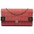 Borsa a tracolla Chanel CC Choco Bar in denim rosso con catena