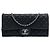 Borsa a tracolla Chanel CC Black Quilted Iridescent Fabric East West Flap Nero