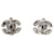 Orecchini a clip Chanel CC in ottone e strass argento