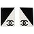 Black Chanel CC Bicolor Acrylic Rectangular Clip On Earrings