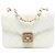 Borsa a tracolla Chanel White Quilted Lambskin Crystal Geometric CC Frame Flap Bianco