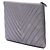 Chanel O Case Clutch Chevron Metallic Kalbsleder Grau Medium - Ansicht 2