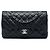Borsa a tracolla Chanel Medium Classic Lambskin Double Flap nera Nero
