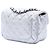 Borsa a tracolla Chanel Mini Square Classic in pelle d'agnello traforata argento con patta singola - vista 2