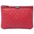 Clutch Boy Case Chanel in agnello trapuntato con catena, Rosso, Medium