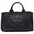 Tote Borsa satchel in denim canapa nero con logo Prada