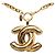 Collana con pendente trapuntato Chanel CC placcato oro D'oro