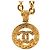 Collana con pendente rotondo Chanel CC placcato oro D'oro - vista 2
