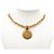 Collana con pendente rotondo Chanel CC placcato oro D'oro - vista 6