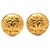Boucles d'oreilles rondes à clip Chanel CC plaquées or motif vigne Doré