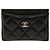 Tarjetero de piel de cordero acolchado Chanel CC negro