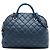 Borsa bowling Chanel CC in pelle di vitello invecchiata trapuntata blu