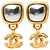 Orecchini a clip Chanel CC placcati oro quadrati con pietre argentate D'oro