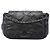 Borsa a tracolla Chanel Glint in pelle di vitello iridescente nera con patta a soffietto Nero