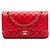 Borsa a tracolla Chanel Medium Classic Lambskin Double Flap rossa Rosso