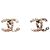 Orecchini Chanel CC placcati oro con perle finte e strass, chiusura a perno D'oro