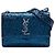 Piccola borsa a tracolla Saint Laurent Sunset in pelle monogrammata blu glitterata