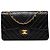 Borsa a tracolla Chanel Medium Classic Chevron in agnello nero con doppia patta