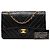 Borsa a tracolla Chanel Medium Classic Chevron in agnello nero con doppia patta - vista 9