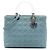 Borsa satchel Lady Dior in denim blu grande con manici in acrilico cannage