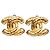 Orecchini a clip Chanel CC trapuntati placcati oro D'oro