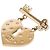 Spilla Chanel CC Cuore con Lucchetto e Chiave in Strass Dorato D'oro